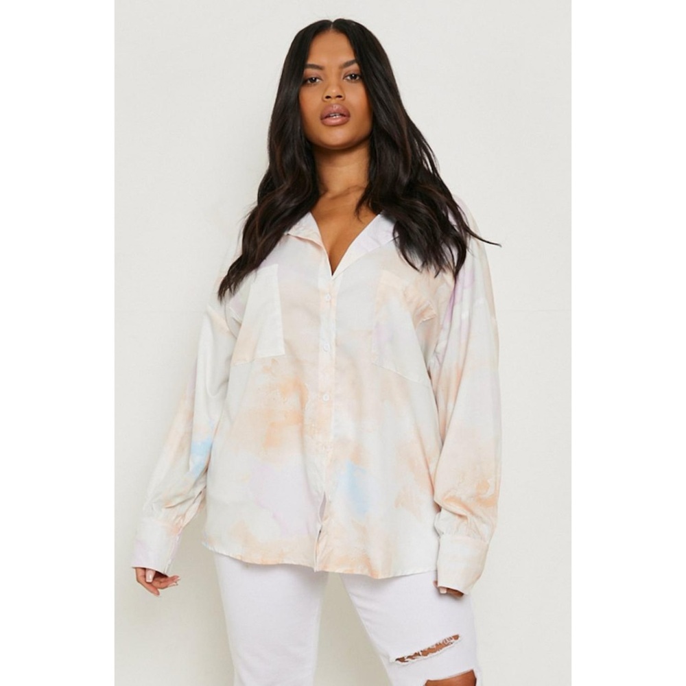 Boohoo Women's Pastel Button-Up Blouse- Size US22- NWT
